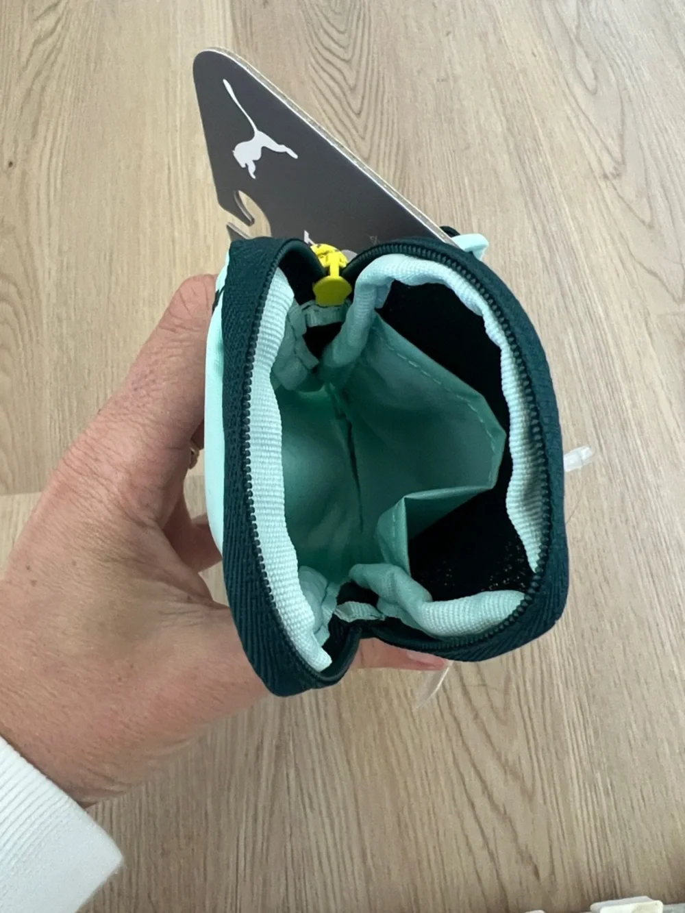 Puma Mint Green and Black Arm Pocket with Yellow Pull